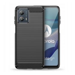   Szilikon telefonvédő (közepesen ütésálló, légpárnás sarok, szálcsiszolt, karbon minta) FEKETE Motorola Moto G53 (XT2335)