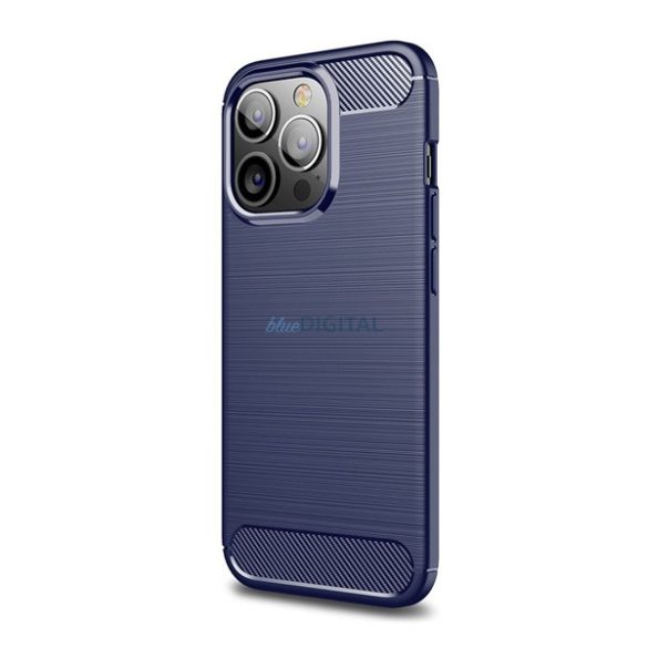 Szilikon telefonvédő (közepesen ütésálló, légpárnás sarok, szálcsiszolt, karbon minta) SÖTÉTKÉK Samsung Galaxy A54 5G (SM-A546)