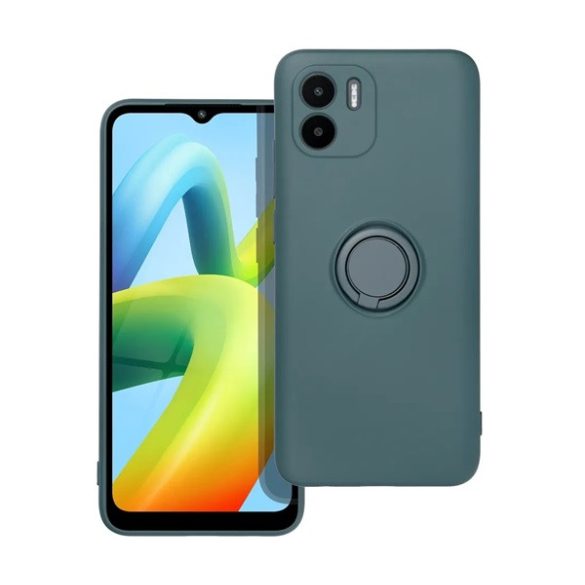 Szilikon telefonvédő (tartógyűrű, mikrofiber plüss belső, mágneses, kameravédő) SÖTÉTZÖLD Xiaomi Redmi A2, Redmi A1