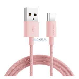 JOYROOM adatkábel és töltő (USB - Type-C, 3A, 100cm, cipőfűző minta) RÓZSASZÍN