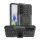 Defender műanyag telefonvédő (közepesen ütésálló, szilikon belső, kitámasztó, autógumi minta) FEKETE Samsung Galaxy A54 5G (SM-A546)
