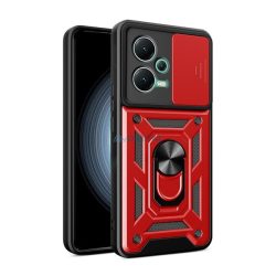   Defender műanyag telefonvédő (közepesen ütésálló, szilikon belső, telefontartó gyűrű, kamera védelem) PIROS Xiaomi Poco X5 5G