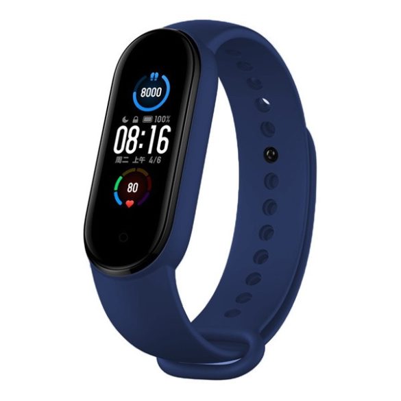 DEVIA DELUXE SPORT pótszíj (egyedi méret, szilikon, állítható) SÖTÉTKÉK Xiaomi Mi Band 5, Xiaomi Mi Band 6