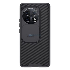 NILLKIN CAMSHIELD PRO műanyag telefonvédő (szilikon keret, közepesen ütésálló, kamera védelem, csíkos minta) FEKETE OnePlus 11 5G