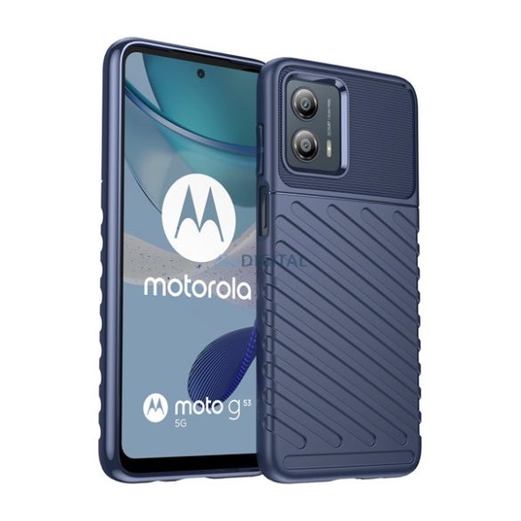 Szilikon telefonvédő (közepesen ütésálló, csíkos, dombor minta) SÖTÉTKÉK Motorola Moto G53 (XT2335)