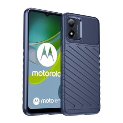   Szilikon telefonvédő (közepesen ütésálló, csíkos, dombor minta) SÖTÉTKÉK Motorola Moto E13