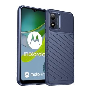 Szilikon telefonvédő (közepesen ütésálló, csíkos, dombor minta) SÖTÉTKÉK Motorola Moto E13