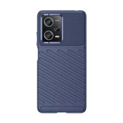   Szilikon telefonvédő (közepesen ütésálló, csíkos, dombor minta) SÖTÉTKÉK Xiaomi Redmi Note 12 Pro, Xiaomi Poco X5 Pro 5G