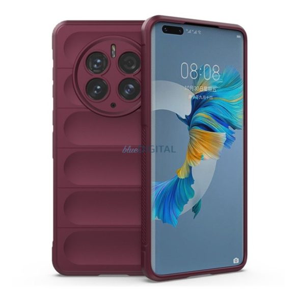 Szilikon telefonvédő (közepesen ütésálló, kamera védelem, 3D minta) BORDÓ Huawei Mate 50 Pro