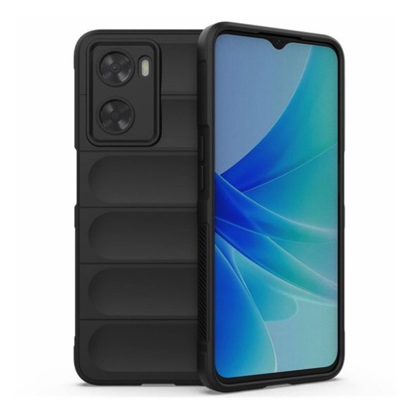 Szilikon telefonvédő (közepesen ütésálló, kamera védelem, 3D minta) FEKETE Oppo A77 5G, Oppo A57s