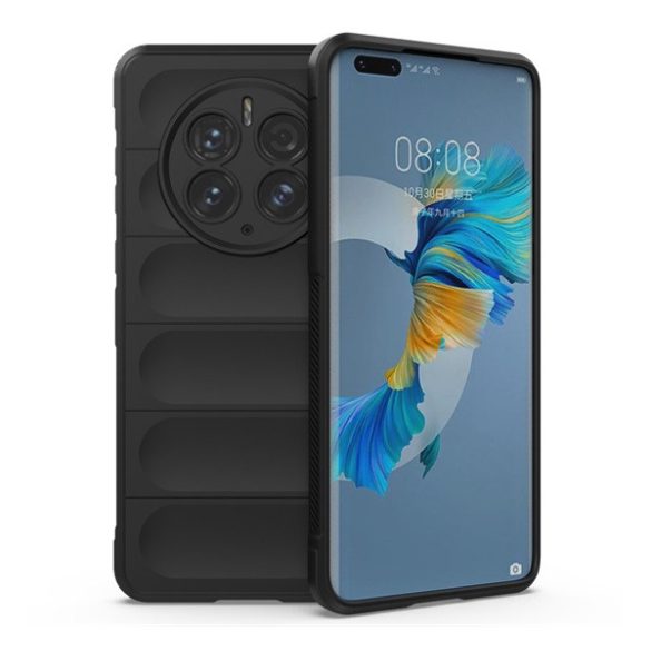 Szilikon telefonvédő (közepesen ütésálló, kamera védelem, 3D minta) FEKETE Huawei Mate 50 Pro