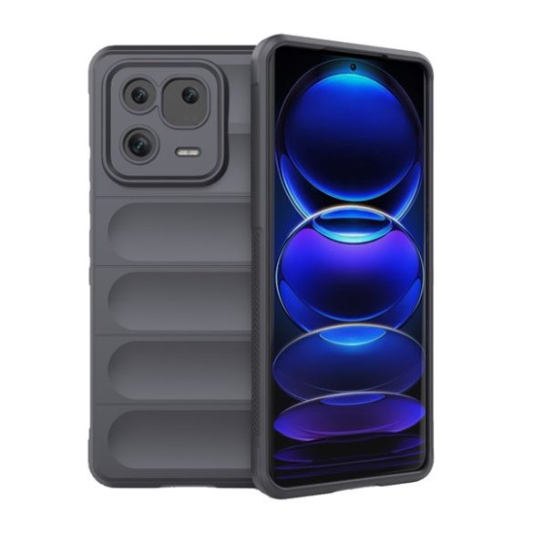 Szilikon telefonvédő (közepesen ütésálló, kamera védelem, 3D minta) SÖTÉTSZÜRKE Xiaomi 13 Pro