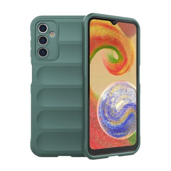 Szilikon telefonvédő (közepesen ütésálló, kamera védelem, 3D minta) SÖTÉTZÖLD Samsung Galaxy A14 4G (SM-A145), Samsung Galaxy A14 5G (SM-A146)