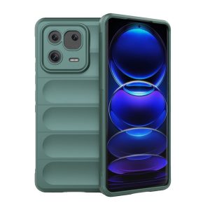 Szilikon telefonvédő (közepesen ütésálló, kamera védelem, 3D minta) SÖTÉTZÖLD Xiaomi 13 Pro