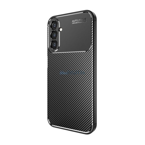 Szilikon telefonvédő (közepesen ütésálló, légpárnás sarok, karbon minta) FEKETE Samsung Galaxy A14 4G (SM-A145), Samsung Galaxy A14 5G (SM-A146)