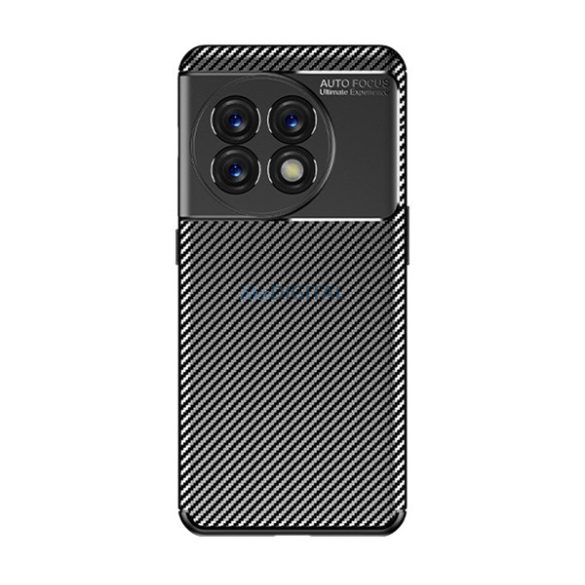 Szilikon telefonvédő (közepesen ütésálló, légpárnás sarok, karbon minta) FEKETE OnePlus 11 5G