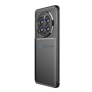 Szilikon telefonvédő (közepesen ütésálló, légpárnás sarok, karbon minta) FEKETE Huawei Mate 50 Pro