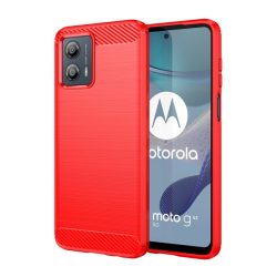   Szilikon telefonvédő (közepesen ütésálló, légpárnás sarok, szálcsiszolt, karbon minta) PIROS Motorola Moto G53 (XT2335)