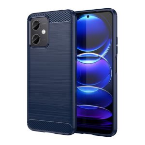 Szilikon telefonvédő (közepesen ütésálló, légpárnás sarok, szálcsiszolt, karbon minta) SÖTÉTKÉK Xiaomi Poco X5 5G