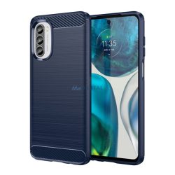   Szilikon telefonvédő (közepesen ütésálló, légpárnás sarok, szálcsiszolt, karbon minta) SÖTÉTKÉK Motorola Moto G82 (XT2225), Motorola Moto G52