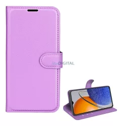   Tok álló, bőr hatású (FLIP, oldalra nyíló, asztali tartó funkció, prémium) LILA Huawei Nova Y61