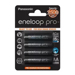   PANASONIC ENELOOP PRO elem (AA, BK-3HCDE, 1.2V, 2500mAh Ni-MH, újratölthető) 4db/csomag