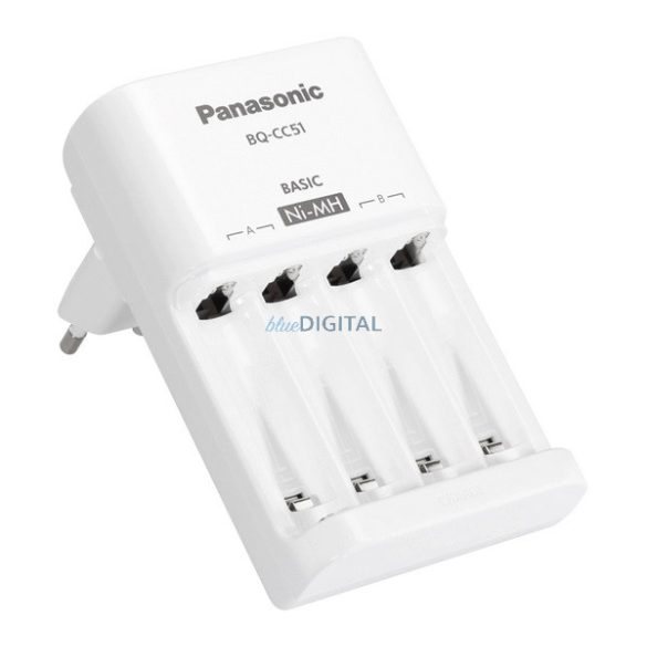 PANASONIC ENELOOP akkutöltő (240V, időzítő, LED jelzés, 4xAA/AAA elem kompatibilis) FEHÉR