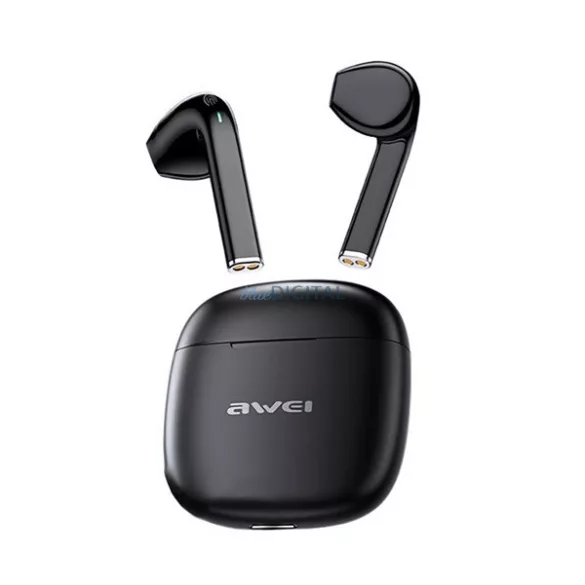 AWEI T26 PRO bluetooth fülhallgató SZTEREO (v5.3, TWS, aktív zajszűrő, vízálló + töltőtok) FEKETE