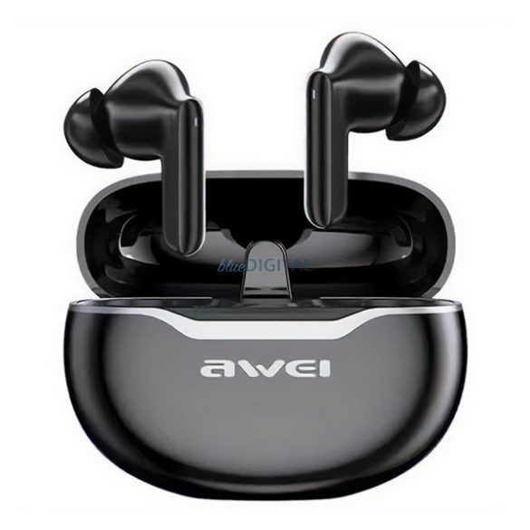 AWEI T50 PRO bluetooth fülhallgató SZTEREO (v5.3, TWS, mikrofon, zajszűrő + töltőtok) FEKETE