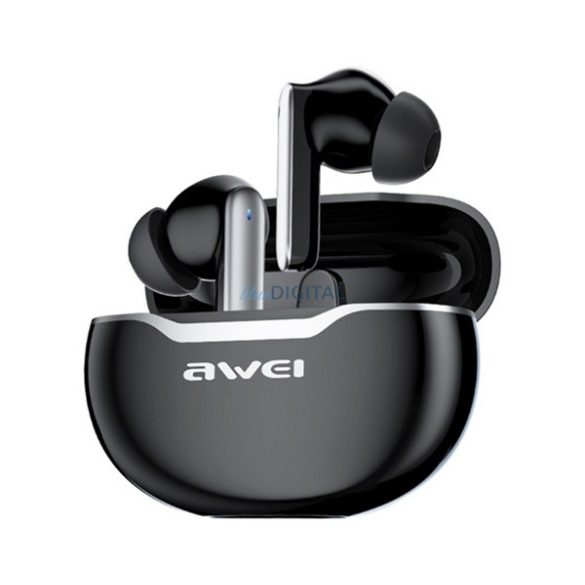 AWEI T50 PRO bluetooth fülhallgató SZTEREO (v5.3, TWS, mikrofon, zajszűrő + töltőtok) FEKETE