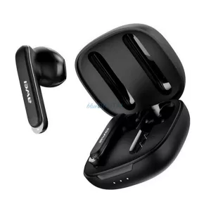 AWEI T66 bluetooth fülhallgató SZTEREO (v5.3, TWS, mikrofon, vízálló, aktív zajszűrő + töltőtok) FEKETE