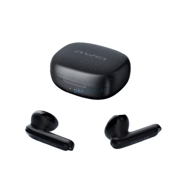 AWEI T66 bluetooth fülhallgató SZTEREO (v5.3, TWS, mikrofon, vízálló, aktív zajszűrő + töltőtok) FEKETE