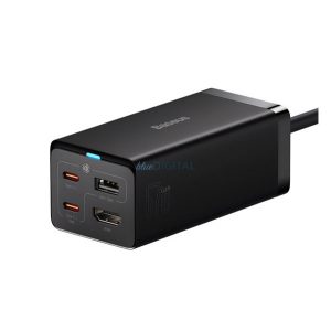 BASEUS hálózati elosztó USB+2 Type-C+HDMI aljzat (67W, GaN5, PD gyorstöltő + hálózati kábel) FEKETE