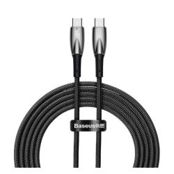   BASEUS GLIMMER adatkábel (Type-C - Type-C, 5A, 100W, PD gyorstöltő, 200cm, törésgátló) FEKETE