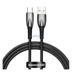   BASEUS GLIMMER adatkábel (USB - Type-C, 6A, 100W, gyorstöltő, 100cm, törésgátló) FEKETE