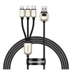   BASEUS YEAR OF THE TIGER adatkábel 3in1 (USB - lightning/microUSB/Type-C, 3.5A, 120cm) FEKETE