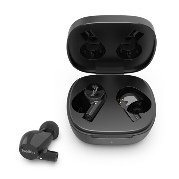 BELKIN SOUNDFORM RISE bluetooth fülhallgató SZTEREO (v5.0, TWS, mikrofon, zajszűrő, IPX5 vízálló + töltőtok) FEKETE