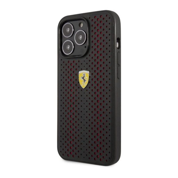 CG MOBILE FERRARI PU LEATHER PERFORATED szilikon telefonvédő (bőr hatású hátlap, lyukacsos minta) PIROS Apple iPhone 14 Pro Max