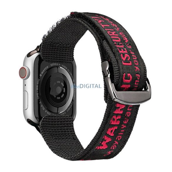 DUX DUCIS pótszíj (egyedi méret, nylon, tépőzáras, légáteresztő, állítható) PIROS Apple Watch Series 6 44mm, Apple Watch Series 8 45mm, Apple Watch Series 5 44mm, Apple Watch Series SE 44m