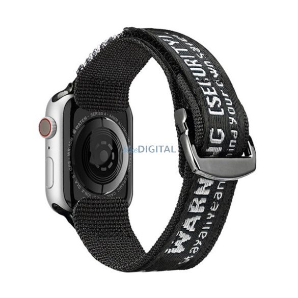 DUX DUCIS pótszíj (egyedi méret, nylon, tépőzáras, légáteresztő, állítható) SZÜRKE Apple Watch Series 6 44mm, Apple Watch Series 8 45mm, Apple Watch Series 5 44mm, Apple Watch Series SE 4