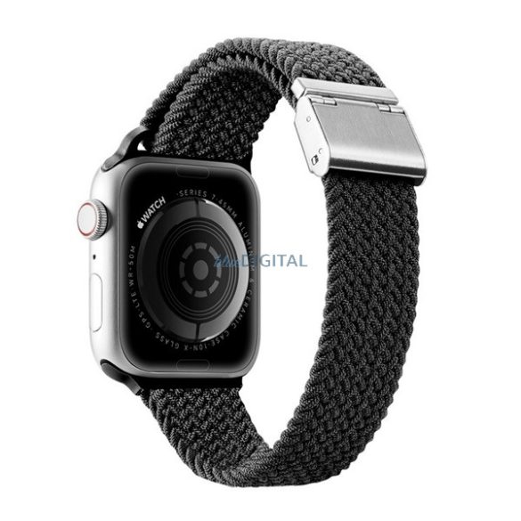 DUX DUCIS pótszíj (egyedi méret, textil, állítható) FEKETE Apple Watch Series SE 2 40mm, Apple Watch Series 7 41mm, Apple Watch Series 2 38mm, Apple Watch Series 3 38mm, Apple Watch Series 6 40m