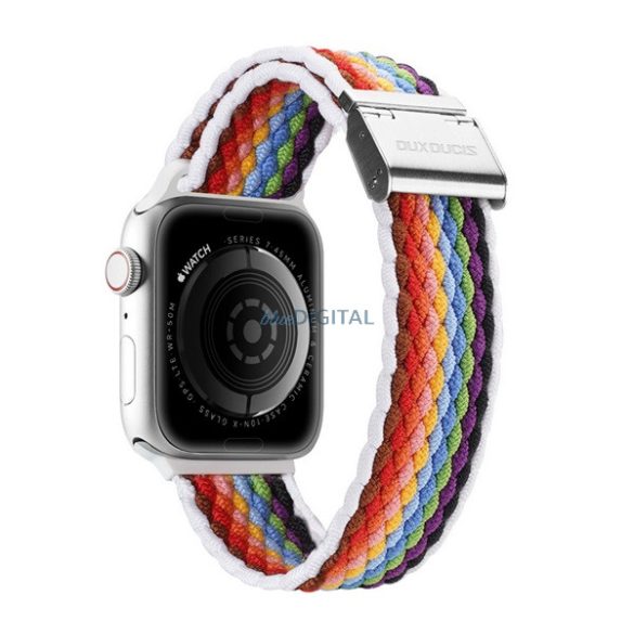 DUX DUCIS pótszíj (egyedi méret, kicsi, textil, szivárvány, állítható) SZÍNES Apple Watch Series 7 41mm, Apple Watch Series 8 41mm, Apple Watch Series 4 40mm, Apple Watch Series SE 2 40mm, Apple Watch Series SE 40mm, Apple Watch Series 6 40mm, Appl