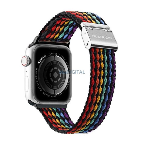 DUX DUCIS pótszíj (egyedi méret, kicsi, textil, csíkos, állítható) SZÍNES Apple Watch Series 7 41mm, Apple Watch Series 8 41mm, Apple Watch Series 4 40mm, Apple Watch Series 5 40mm, Apple Watch Series 6 40mm, Apple Watch Series SE 2 40mm, Apple