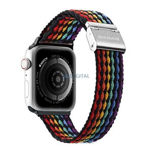 DUX DUCIS pótszíj (egyedi méret, nagy, textil, csíkos, állítható) SZÍNES Apple Watch Ultra 49mm, Apple Watch Series 7 45mm, Apple Watch Series 8 45mm, Apple Watch Series 4 44mm, Apple Watch Series 5 44mm, Apple Watch Series 6 44mm, Apple Watch