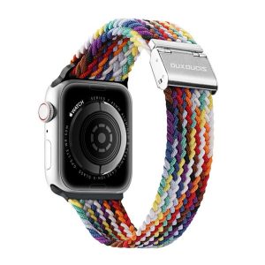 DUX DUCIS pótszíj (egyedi méret, kicsi, textil, szivárvány, állítható) FEHÉR Apple Watch Series 7 41mm, Apple Watch Series 8 41mm, Apple Watch Series 4 40mm, Apple Watch Series 5 40mm, Apple Watch Series 6 40mm, Apple Watch Series SE 2 40mm, Apple