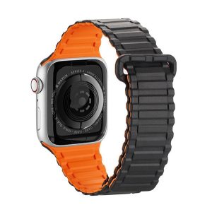 DUX DUCIS pótszíj (egyedi méret, nagy, szilikon, mágneses) NARANCSSÁRGA Apple Watch Ultra 49mm, Apple Watch Series 7 45mm, Apple Watch Series 8 45mm, Apple Watch Series 4 44mm, Apple Watch Series 5 44mm, Apple Watch Series 6 44mm, Apple Watch