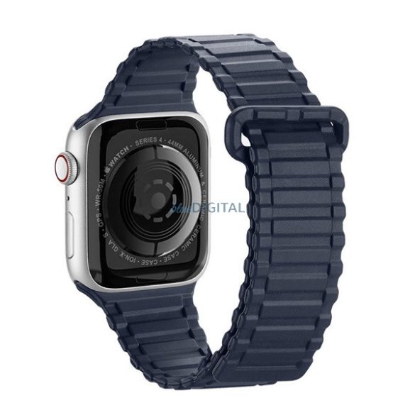 DUX DUCIS pótszíj (egyedi méret, nagy, szilikon, mágneses) SÖTÉTKÉK Apple Watch Ultra 49mm, Apple Watch Series 7 45mm, Apple Watch Series 8 45mm, Apple Watch Series 4 44mm, Apple Watch Series 5 44mm, Apple Watch Series 6 44mm, Apple Watch