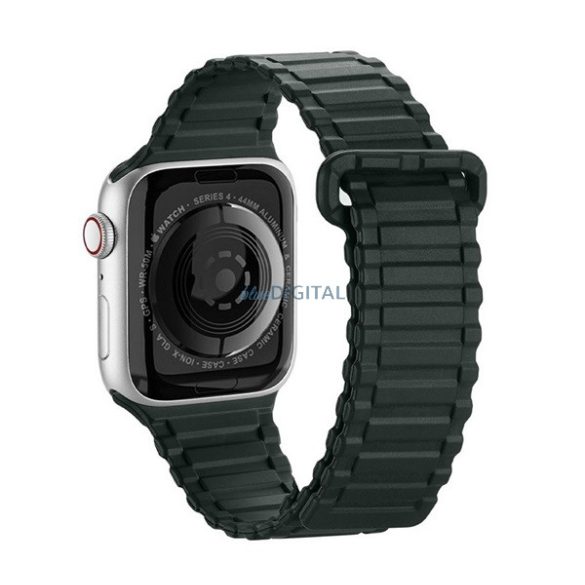 DUX DUCIS pótszíj (egyedi méret, nagy, szilikon, mágneses) SÖTÉTZÖLD Apple Watch Ultra 49mm, Apple Watch Series 7 45mm, Apple Watch Series 8 45mm, Apple Watch Series 4 44mm, Apple Watch Series 5 44mm, Apple Watch Series 6 44mm, Apple Watch