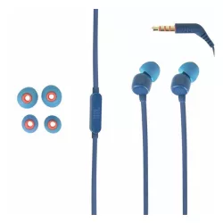   JBL T160 fülhallgató SZTEREO (3.5mm jack, mikrofon, felvevő gomb, lapos kábel) KÉK