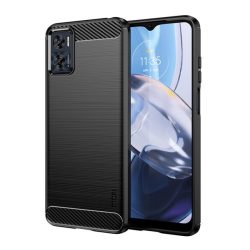   MOFI szilikon telefonvédő (közepesen ütésálló, légpárnás sarok, szálcsiszolt, karbon minta) FEKETE Motorola Moto E22 (XT2239), Motorola Moto E22i